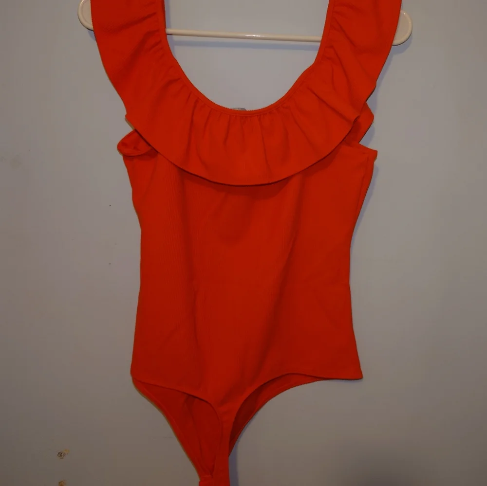 Express Orange Ruffle Bodysuit - Picture 2 of 2